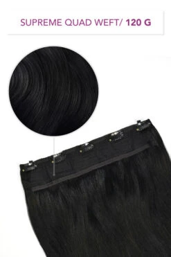 Jet Black (#1) Supreme Quad Weft One Piece Clip In Hair Extensions(Jet Black 1 Supreme Quad Weft One Piece Clip In Hair Extension 1)
