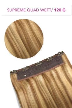 Butterscotch Blonde (#10/16) Supreme Quad Weft One Piece Clip In Hair Extensions(Brown Golden Blonde Mix 10 16 Supreme Quad Weft One Piece Clip In Hair Extension)
