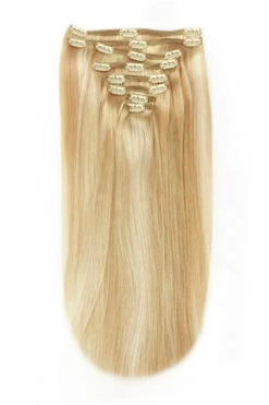 Full Head Remy Clip In Human Hair Extensions - Barbie Blonde (#16/60)(Full Head Remy Clip In Human Hair Extensions Blonde Mix 16 60)