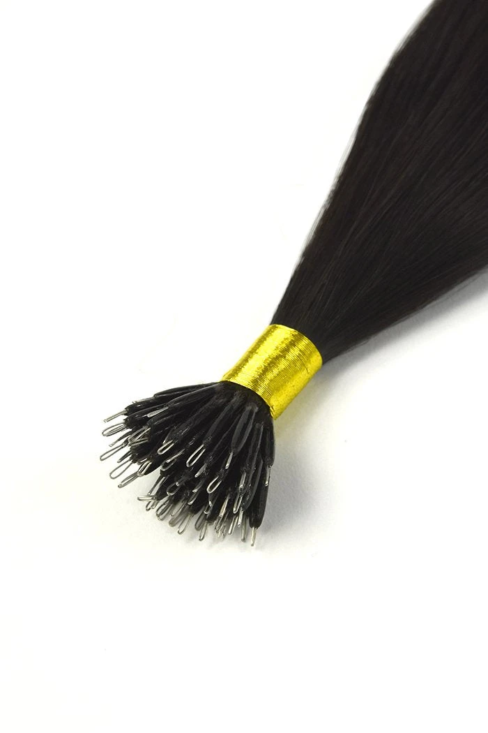 Nano Ring Hair Extensions Double Drawn - Off/Natural Black (#1B)(Nano Ring Hair Extensions Double Drawn Off Natural Black 1b) 2 Nano Ring Hair Extensions Double Drawn - Off/Natural Black (#1B)(Nano Ring Hair Extensions Double Drawn Off Natural Black 1b) - Image 2