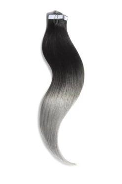 Tape In Remy Human Hair Extensions Silver Black Ombre (#T1B/SG)(Tape In Remy Human Hair Extensions Ombre T1b Sg)