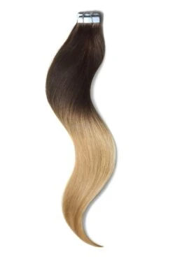 Tape In Remy Human Hair Extensions Chocolate Honey Ombre (#T4/27)(Tape In Remy Human Hair Extensions Ombre T4 27)