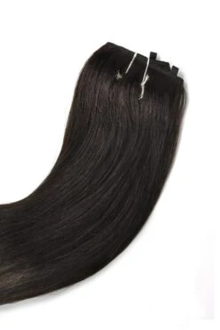 Off/Natural Black (#1B) Quad Weft Clip In One Piece Hair Extensions(Quad Wefted Remy Clip In Human Hair Extensions Off Black 1b) -Cliphair Sale Store 1b qwp website cropped