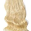 Double Wefted Full Head Remy Clip In Human Hair Extensions - Creamy Blonde (#22/613)(Double Wefted Set Clip In Hair Extensions Blonde Mix 22 613)