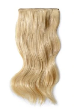 Double Wefted Full Head Remy Clip In Human Hair Extensions - Light Ash Blonde (#22)(Double Wefted Set Clip In Hair Extensions Light Ash Blonde 22)