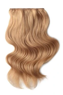 Double Wefted Full Head Remy Clip In Human Hair Extensions - Strawberry/Ginger Blonde (#27)(Double Wefted Set Clip In Hair Extensions Strawberry Ginger Blonde 27)