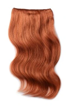 Double Wefted Full Head Remy Clip In Human Hair Extensions - Flaming Ginger (#350)(Double Wefted Set Clip In Hair Extensions Ginger Red Natural Red 350)
