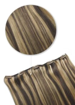 One Piece Top-up Remy Clip In Human Hair Extensions - Chocolate Honey (#4/27)(One Piece Clip In Hair Extension Brown Blonde Mix 4 27)