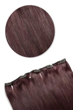One Piece Top-up Remy Clip In Human Hair Extensions - Mahogany Red (#99J)(One Piece Top Up Remy Clip In Human Hair Extension Burgundy Deep Vine Red 99j)