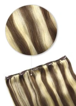 One Piece Top-up Remy Clip In Human Hair Extensions - Chestnut Bronde (#6/613)(One Piece Clip In Hair Extension Brown Blonde Mix 6 613)