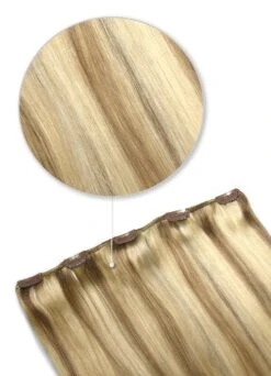 One Piece Top-up Remy Clip In Human Hair Extensions - Natural Sandy Blonde (#12/16/613)(One Piece Clip In Hair Extension Brown Blonde Mix 12 16 613)