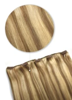 One Piece Top-up Remy Clip In Human Hair Extensions - Butterscotch Blonde (#10/16)(One Piece Clip In Hair Extension Brown Blonde Mix 10 16)