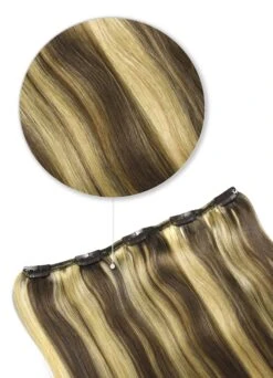 One Piece Top-up Remy Clip In Human Hair Extensions - Dirty Blonde (#9/613)(One Piece Clip In Hair Extension Ash Brown Blonde Mix 6 613)