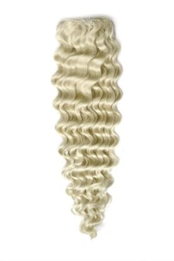 Curly Clip-In Human Hair Extensions - Ice Blonde(Curly Full Head Remy Clip In Human Hair Extensions Ice Blonde)