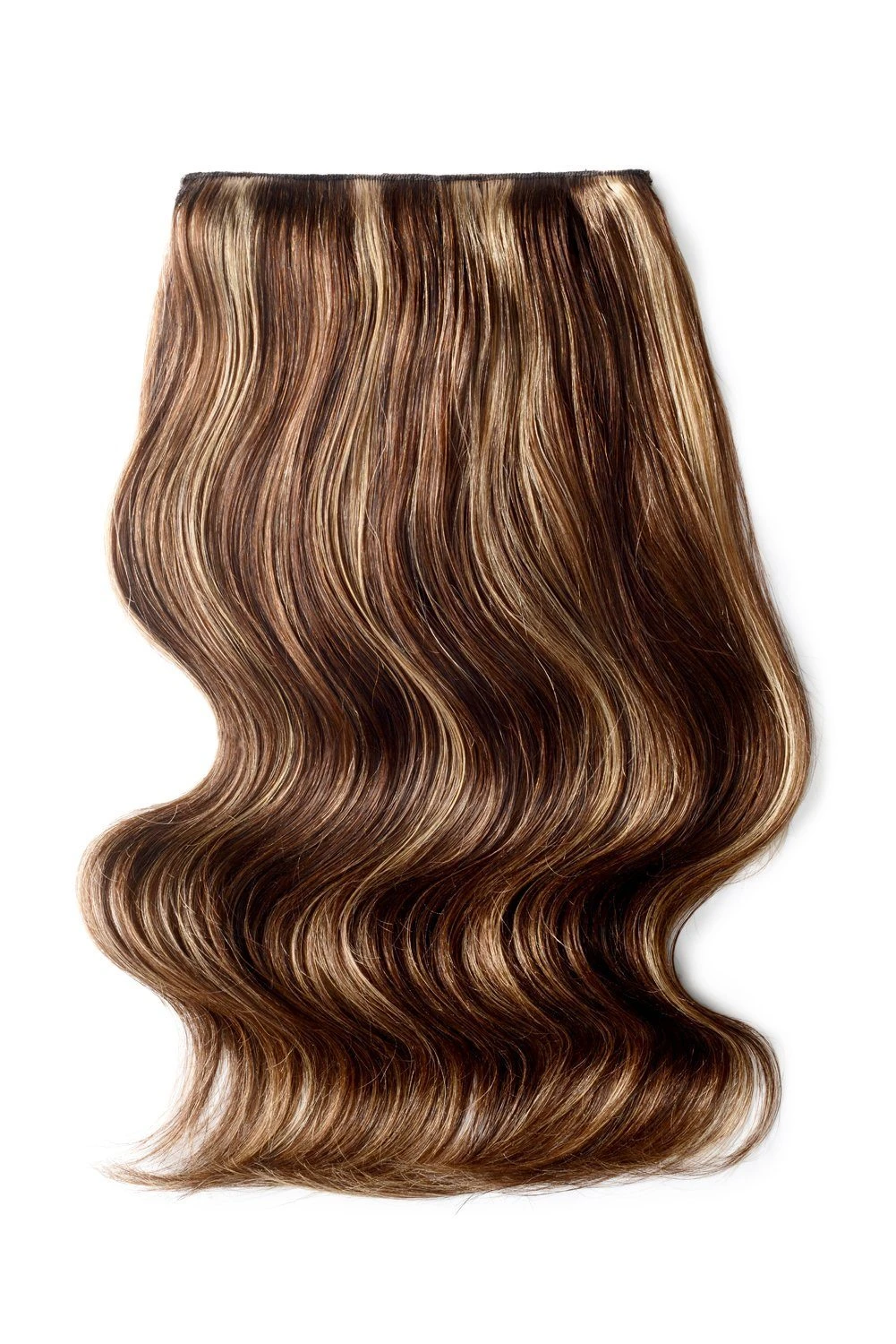 Double Wefted Full Head Clip In Human Hair Extensions - Chocolate Honey (#4/27)(Double Wefted Set Clip In Hair Extensions Brown Blonde Mix 4 27)