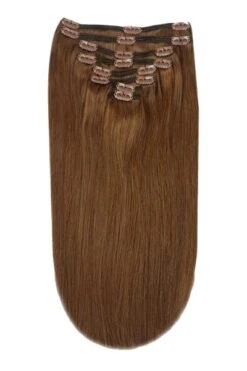 Full Head Remy Clip In Human Hair Extensions - Toffee Brown (#5)(Full Head Remy Clip In Human Hair Extensions Toffee Brown 5)