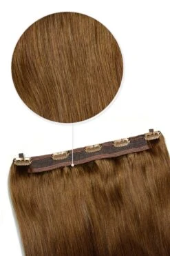 Quad Weft Clip In One Piece Hair Extensions - Light/Chestnut Brown (#6)(Quad Wefted Remy Clip In Human Hair Extensions Chestnut Brown 6)