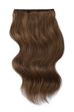 Double Wefted Full Head Remy Clip In Human Hair Extensions - Medium Ash Brown (#8)(Double Wefted Set Clip In Hair Extensions Medium Ash Brown 8)