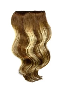 Double Wefted Full Head Clip In Hair Extensions - Chestnut Bronde Balayage(Balayage Hair Extensions Double Weft Chestnut Bronde)