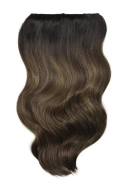 Double Wefted Full Head Clip Hair Extensions - Espresso Melt Balayage(Balayage Hair Extensions Double Weft Dark Espresso Melt)