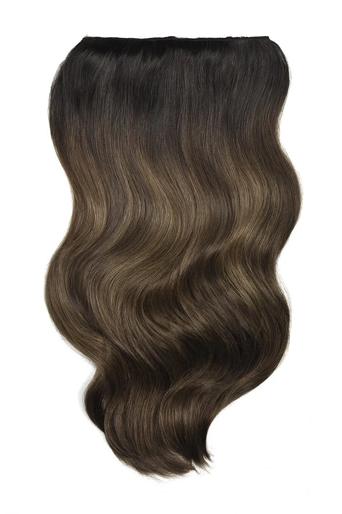 Double Wefted Full Head Clip Hair Extensions - Espresso Melt Balayage(Balayage Hair Extensions Double Weft Dark Espresso Melt) 1 Double Wefted Full Head Clip Hair Extensions - Espresso Melt Balayage(Balayage Hair Extensions Double Weft Dark Espresso Melt)