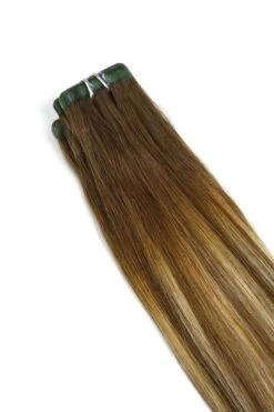 Tape In Hair Extensions - Chestnut Bronde Balayage(Tape In Balayage Hair Extensions Chestnut Bronde) -Cliphair Sale Store BalayageHairExtensionsCloseUp ChestnutBronde