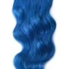 Double Wefted Full Head Remy Clip In Human Hair Extensions - Blue(Double Wefted Set Clip In Hair Extensions Blue)