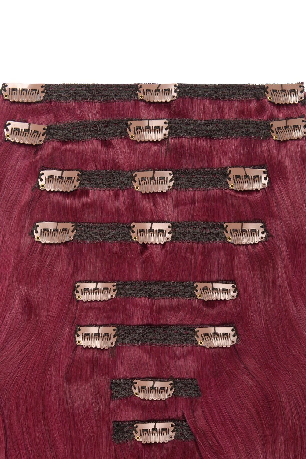 Double Wefted Full Head Remy Clip In Human Hair Extensions - Plum/Cherry Red (#530)(Double Wefted Clip In Hair Extensions Plum Cherry Red 530) 2 Double Wefted Full Head Remy Clip In Human Hair Extensions - Plum/Cherry Red (#530)(Double Wefted Clip In Hair Extensions Plum Cherry Red 530) - Image 2