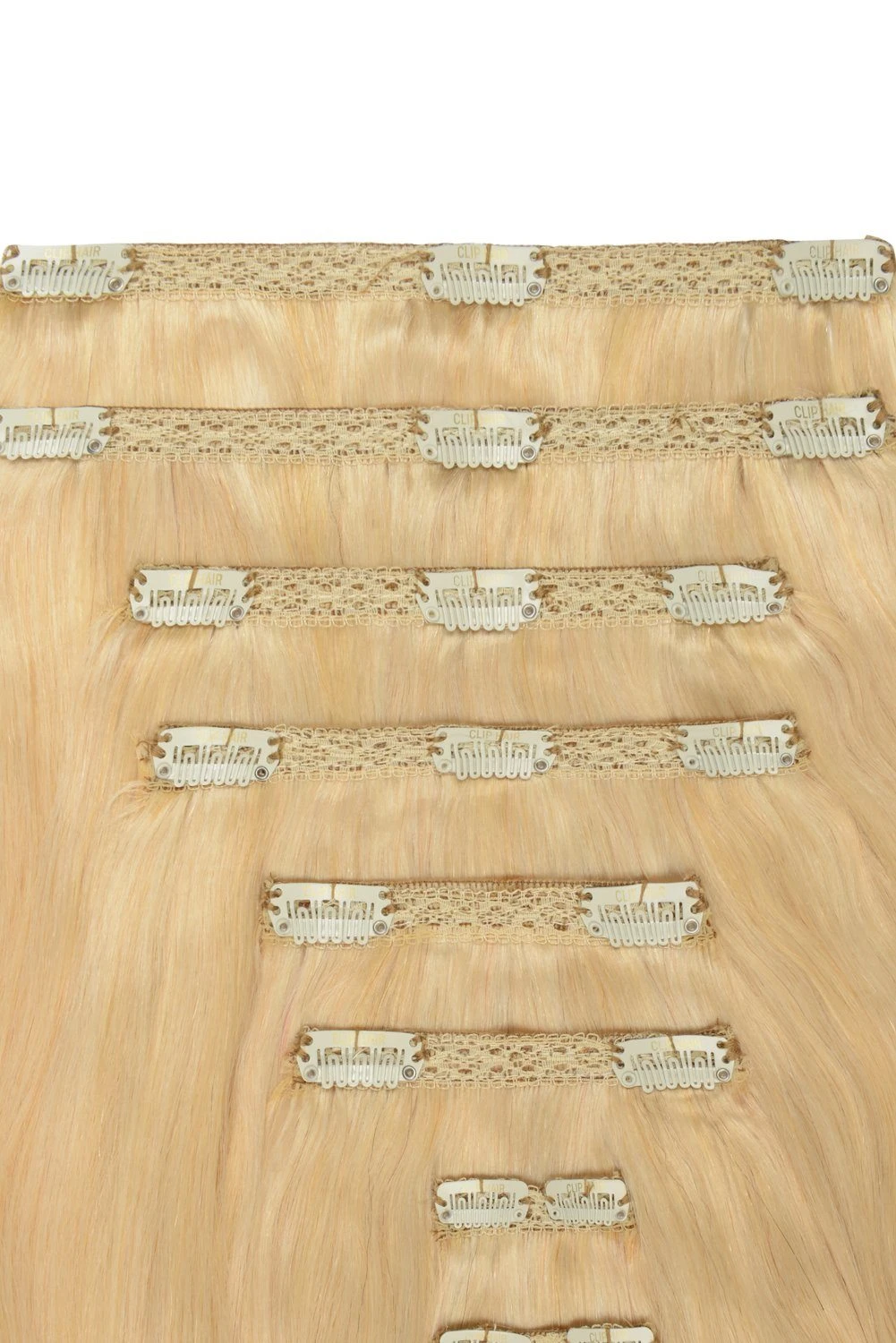 Double Wefted Full Head Remy Clip In Human Hair Extensions - Creamy Blonde (#22/613)(Double Wefted Set Clip In Hair Extensions Blonde Mix 22 613) 2 Double Wefted Full Head Remy Clip In Human Hair Extensions - Creamy Blonde (#22/613)(Double Wefted Set Clip In Hair Extensions Blonde Mix 22 613) - Image 2