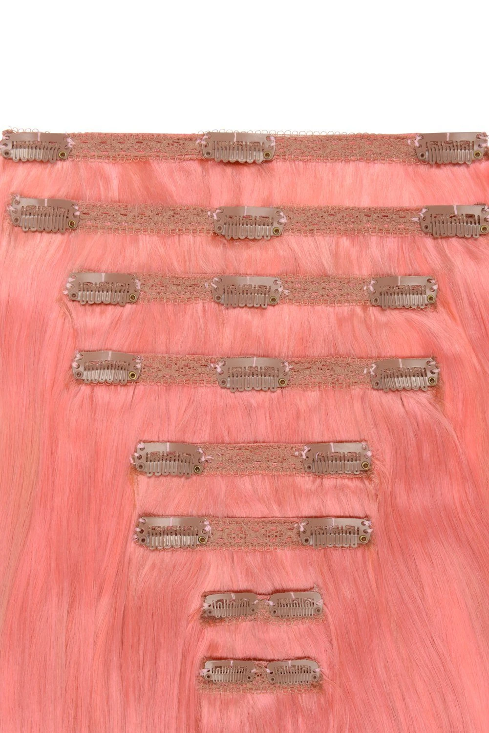 Double Wefted Full Head Remy Clip In Human Hair Extensions - Pink(Double Wefted Set Clip In Hair Extensions Pink) 2 Double Wefted Full Head Remy Clip In Human Hair Extensions - Pink(Double Wefted Set Clip In Hair Extensions Pink) - Image 2