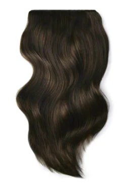 Double Wefted Full Head Remy Clip In Human Hair Extensions - Dark Brown (#3)(Double Wefted Full Head Remy Clip In Human Hair Extensions Dark Brown 3)