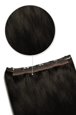 Darkest Brown (#2) Quad Weft Clip In One Piece Hair Extensions(Quad Wefted Remy Clip In Human Hair Extensions Darkest Brown 2)