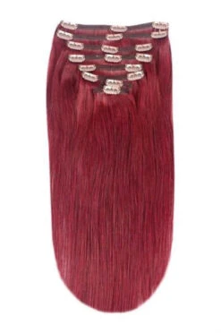 Full HeadRemy Clip In Human Hair Extensions - Deep Red(Full Head Remy Clip In Human Hair Extensions Deep Red)