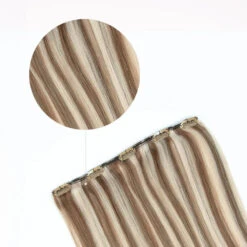 One Piece Top-up Remy Clip In Human Hair Extensions - Iced Cappuccino (#14/22)(One Piece Clip In Hair Extension Blonde Mix 14 22)