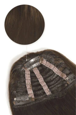 Clip In /on Remy Human Hair Fringe / Bangs - Medium Brown (#4)(Clip On Fringe Hair Medium Brown 4) -Cliphair Sale Store Medium Brown Clip In Fringe Human Hair 4 fr website attachment