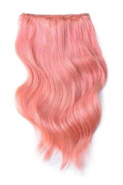 Double Wefted Full Head Remy Clip In Human Hair Extensions - Pink(Double Wefted Set Clip In Hair Extensions Pink)