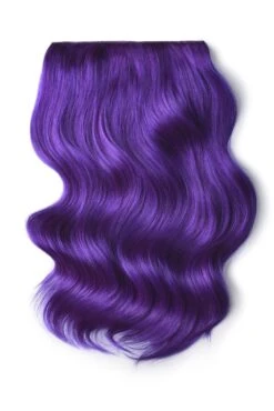 Double Wefted Full Head Remy Clip In Human Hair Extensions - Purple(Double Wefted Set Clip In Hair Extensions Purple)