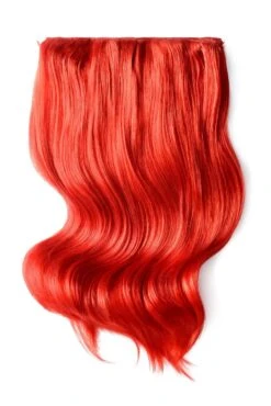 Double Wefted Full Head Remy Clip In Human Hair Extensions - Bright Red(Double Wefted Set Clip In Hair Extensions Red)