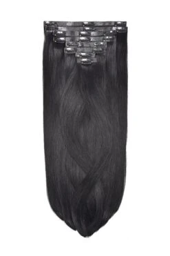 Remy Royale Seamless Clip Ins - Jet Black (#1)(Seamless Clip In Hair Extensions Double Drawn Jet Black)