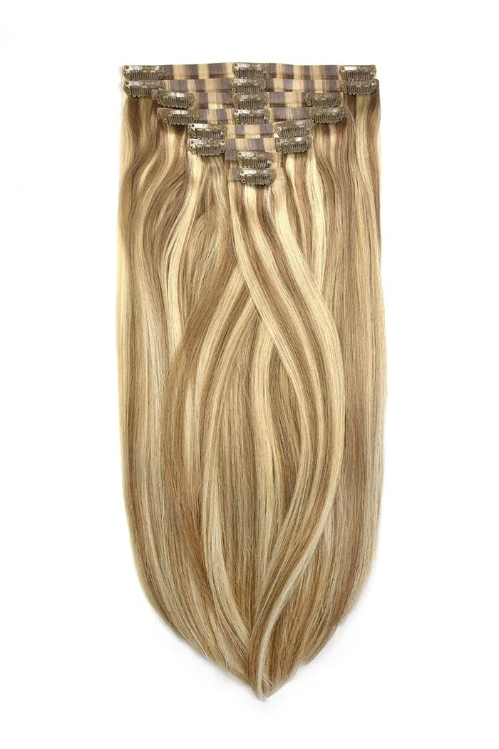 Remy Royale Seamless Clip Ins - Biscuit Blondey (#18/613)(Seamless Clip In Hair Extensions Double Drawn Lightest Brown Bleach Blonde Mix) 1 Remy Royale Seamless Clip Ins - Biscuit Blondey (#18/613)(Seamless Clip In Hair Extensions Double Drawn Lightest Brown Bleach Blonde Mix)