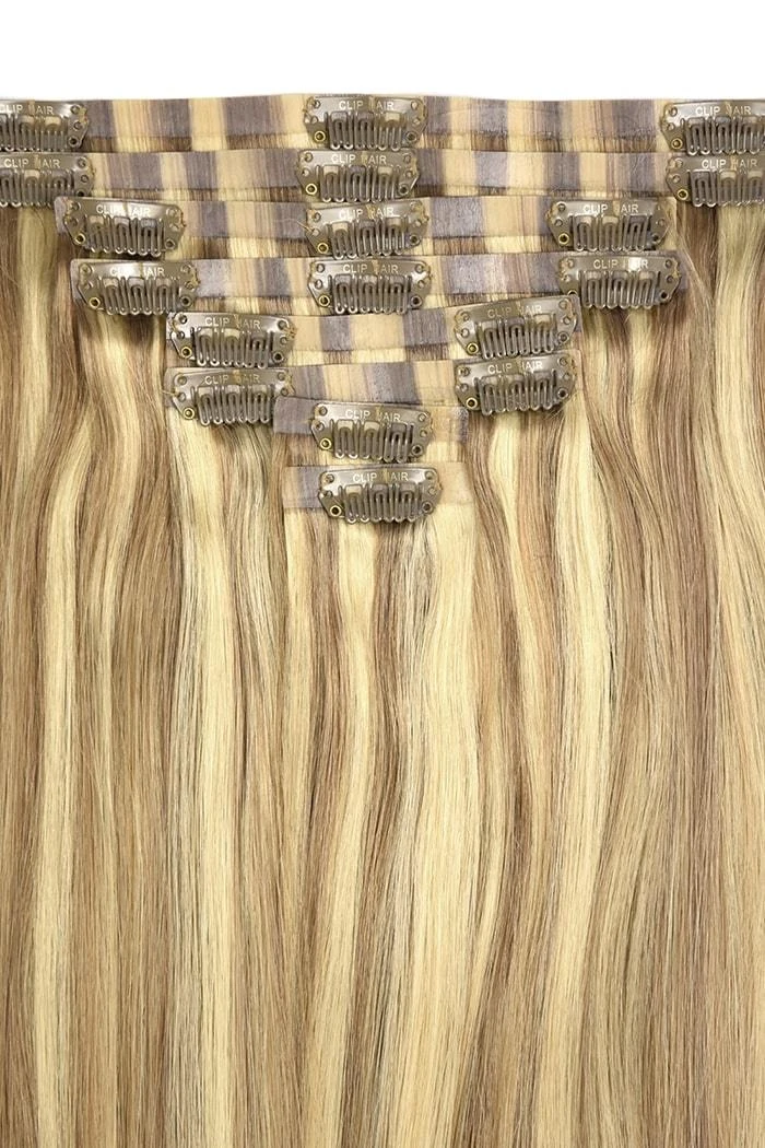 Remy Royale Seamless Clip Ins - Biscuit Blondey (#18/613)(Seamless Clip In Hair Extensions Double Drawn Lightest Brown Bleach Blonde Mix) 2 Remy Royale Seamless Clip Ins - Biscuit Blondey (#18/613)(Seamless Clip In Hair Extensions Double Drawn Lightest Brown Bleach Blonde Mix) - Image 2