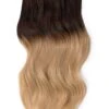 Double Wefted Full Head Remy Clip In Human Hair Extensions - Chocolate Honey Ombre (#T4/27)(Double Weft Ombre Hair Extensions T4 27)