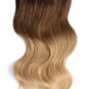 Full Head Remy Clip In Human Hair Extensions - Toffee Honey Ombre (#T6/27)(Full Head Remy Clip In Human Hair Extensions Ombre T6 27)