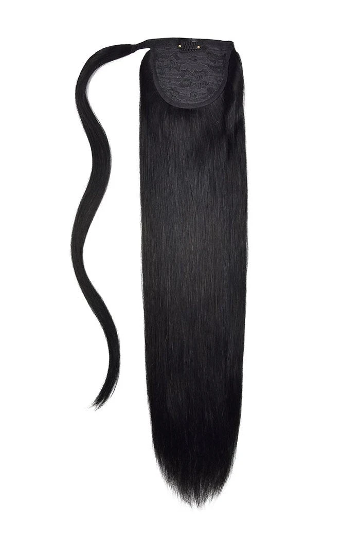 Jet Black (#1) Straight Up Wrap Around Ponytail(Jet Black 1 Clip In Ponytail Extensions) 1 Jet Black (#1) Straight Up Wrap Around Ponytail(Jet Black 1 Clip In Ponytail Extensions)