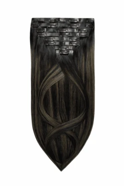 Ash Black Balayage Double Drawn Seamless Clip In Hair Extensions(Ash Black Balayage Double Drawn Seamless Clip In Hair Extensions)