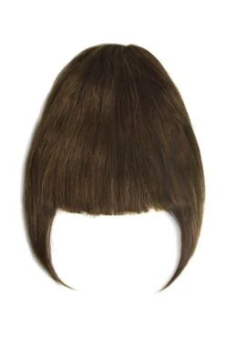 Clip In /on Remy Human Hair Fringe / Bangs - Chestnut Brown (#6)(Clip On Fringe Hair Light Chestnut Brown 6)