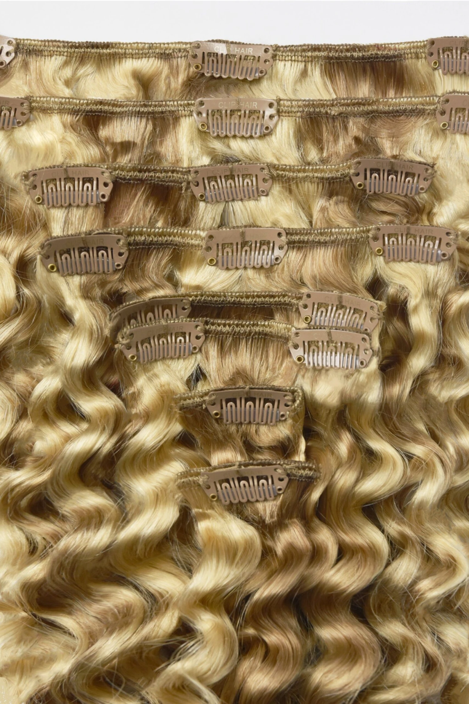 Curly Clip-In Human Hair Extensions - Peaches & Cream (#27/613)(Curly Full Head Remy Clip In Human Hair Extensions Blonde Mix 27 613) 2 Curly Clip-In Human Hair Extensions - Peaches & Cream (#27/613)(Curly Full Head Remy Clip In Human Hair Extensions Blonde Mix 27 613) - Image 2