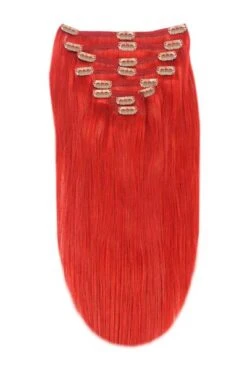 Full Head Remy Clip In Human Hair Extensions - Bright Red(Full Head Set Clip In Hair Extensions Red)