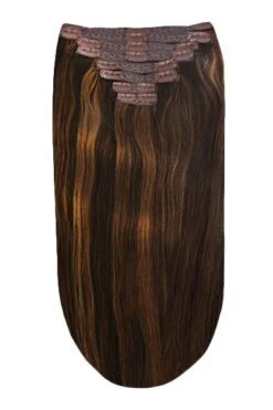 Full Head Remy Clip In Human Hair Extensions - Espresso Melt (#2/4/6)(Full Head Set Clip In Hair Extensions Brown Mix 2 4 6)