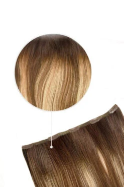 One Piece Top-up Remy Clip In Human Hair Extensions - Chestnut Honey Balayage(Chestnut Honey Balayage One Piece Clip In Hair Extensions Top Up)